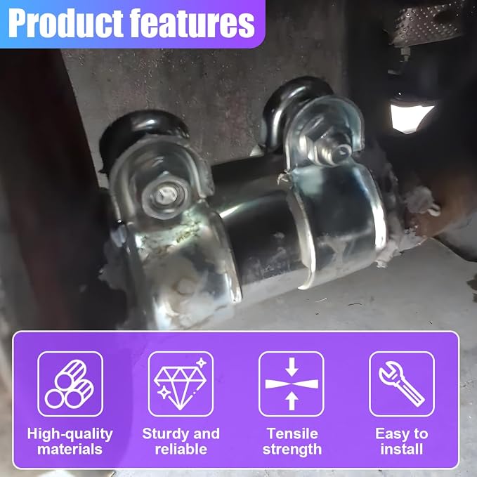 YoRise 2.5 Inch Car Exhaust Clamp, Stainless Steel Muffler Clamps, Universal Butt Joint Bolts Band Flanges Clamp, Automotive Tube Connector Sleeve Coupler(2.5IN)