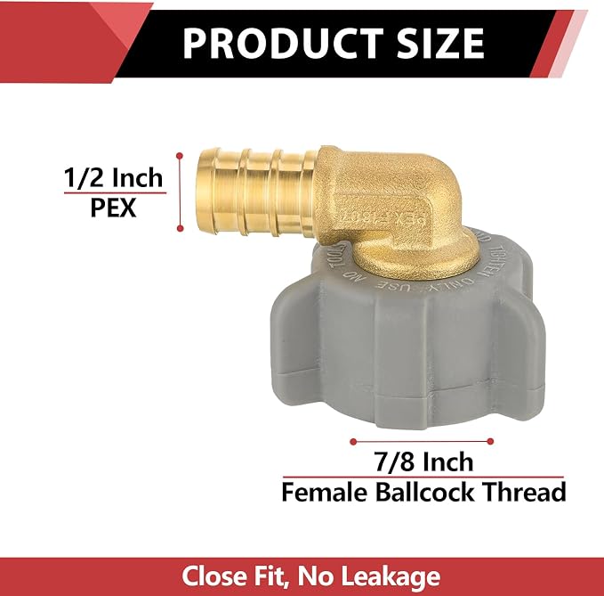 (Pack of 100) EFIELD 1/2 Inch Pex X 7/8 Inch Toilet Ballcock Swivel Elbow Adapter, Brass Plumbing Fittings,(PEX1807311-100PCS)