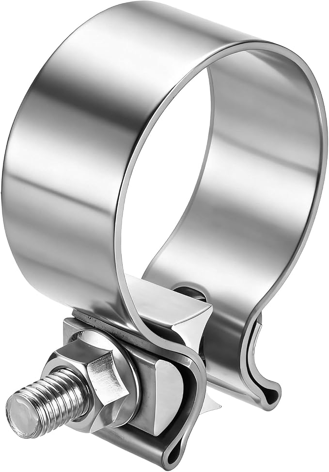 HARFINGTON 410 Stainless Steel Exhaust Clamp 2.17" Butt Joint Narrow Band Muffler Seal Exhaust Narrow Lap Butt Clamps for Pipes Mufflers Converters System Repair, Silver