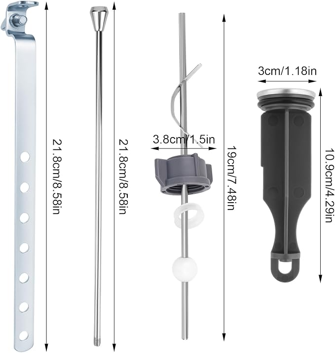 Universal Sink Drain Parts for Pfister PF0906, Lavatory Pop Up Stopper Assembly with Plug Pivot Ball Pull Rod & Linkage Bathroom Drain Repair Kit Replacement Part for PF WaterWorks PF0906