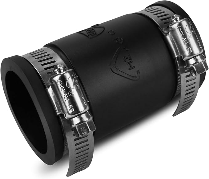Flexible PVC Pipe Coupling with Rubber Hose Clamps for Flex Coupling 1-1/4 Inch Nominal Pipes Drain Repair, Dust Hose,Plumbing Connection,Cast Iron,Plastic Pipes Upgrade, PVC Condensate Pipe Coupler ﻿