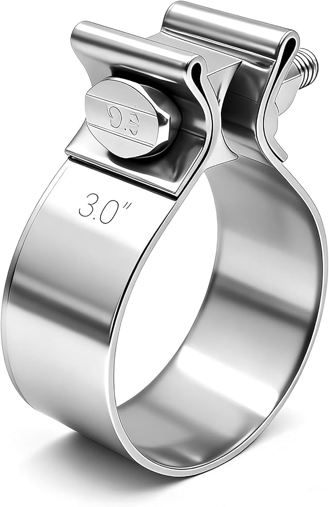 3 Inch Exhaust Clamp, Narrow Band Muffler Clamps Stainless Steel 304 for 3" OD Exhaust Pipe, Muffler, Elbow, Exhaust Tubing Connection, Catalytic Converters (1PCS)
