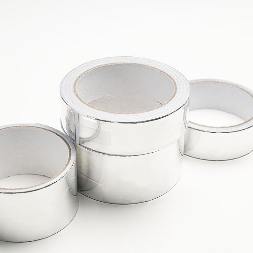 1 Roll Aluminum Foil Tape 2in x 32ft (50mm x 10m), 3.9mil for HVAC Repair | Flexible aluminum foil adhesive tape for HVAC ducts, dryer vents, pipe wrapping, insulation and general sealing repairs.