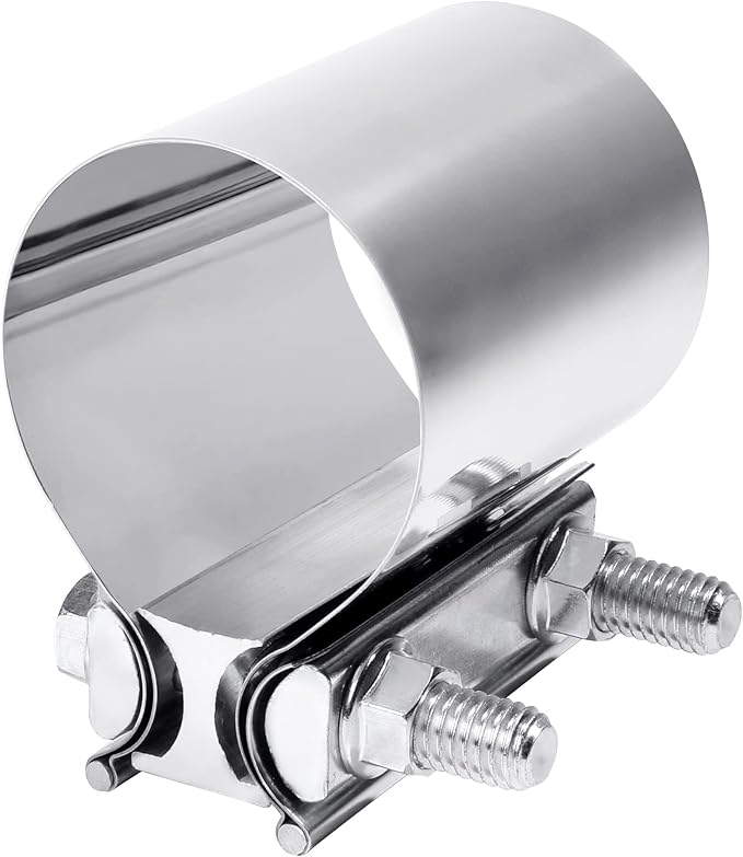 Zlirfy Stainless Steel Exhaust Clamp Band, Universal Widening Butt Joint Clamp, Fit for 2.25" Exhaust Pipe