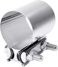 Zlirfy Stainless Steel Exhaust Clamp Band, Universal Widening Butt Joint Clamp, Fit for 2.25" Exhaust Pipe