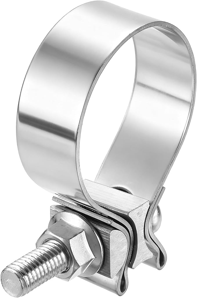 HARFINGTON 410 Stainless Steel Exhaust Clamp 2.17" Butt Joint Narrow Band Muffler Seal Exhaust Narrow Lap Butt Clamps for Pipe Mufflers Converters System Repair, Silver