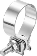 HARFINGTON 410 Stainless Steel Exhaust Clamp 2.17" Butt Joint Narrow Band Muffler Seal Exhaust Narrow Lap Butt Clamps for Pipe Mufflers Converters System Repair, Silver