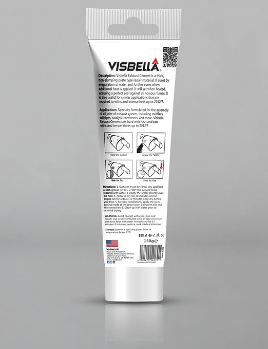 Visbella Auto Vehicle Exhaust System Sealant, Non-Slumping Professional Repair Crack Adhesive Super Glue Sealer for Car Mufflers, Tailpipes, Catalytic Converters (Tube, Gram, 150)