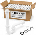 Pack 50 1-1/2 Inch Bayonet P-Trap Kit, Patented Polypropylene with PVC Marvel Adapter, Includes J-Bend, Flanged Wall Arm, Bayonet Reducing Bushing, O-Rings & Washers
