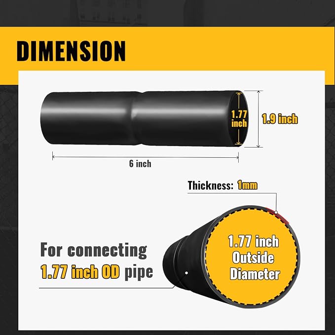 VIVIDA Chain Link Top Rail Sleeve 1-5/8", Black Fence Rail Connector, 4 PCS | Actual for 1.77" OD Pipe, Top Rail Connector, Black Chain Link Fence Parts