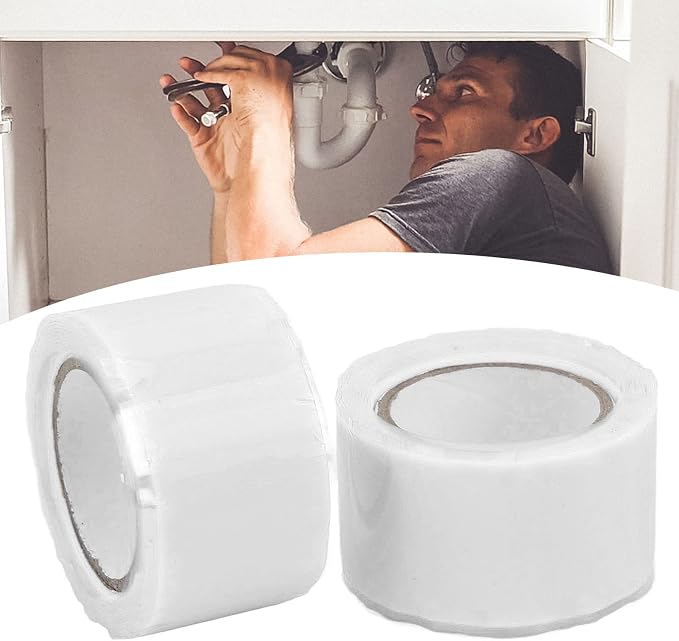 Eujgoov 2PCS Self Fusing Silicone Tape Insulation Tape for Water Pipe Hose Leak Repair Emergency Sealing (White)
