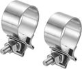 HARFINGTON 2pcs 410 Stainless Steel Exhaust Clamp 1.97" Butt Joint Narrow Band Muffler Seal Exhaust Narrow Lap Butt Clamps for Pipes Mufflers Converters System Repair, Silver