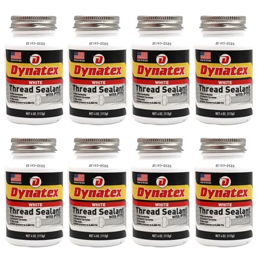 Dynatex Thread Sealant with PTFE 4 oz Bottle (8 Pack) | Non-Toxic, Non-Drying, Leak-Proof Seal, No Lead/Graphite, Ideal for Pipe Fittings