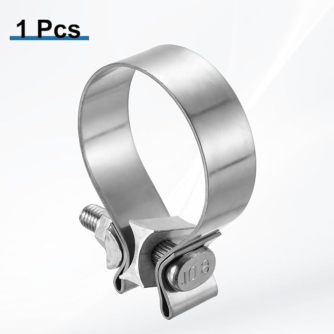 HARFINGTON 410 Stainless Steel Exhaust Clamp 2.48" Butt Joint Narrow Band Muffler Seal Exhaust Narrow Lap Butt Clamps for Pipes Muffler Converters System Repair, Silver