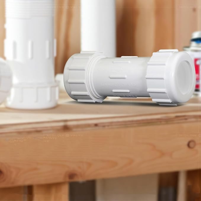 LESSO 1-1/2" PVC Compression Coupling Fittings, 2PCS, NFS White | Pipe Connection, IPS Coupling, Compression Fitting, Quick Connecting Piping and Repairs