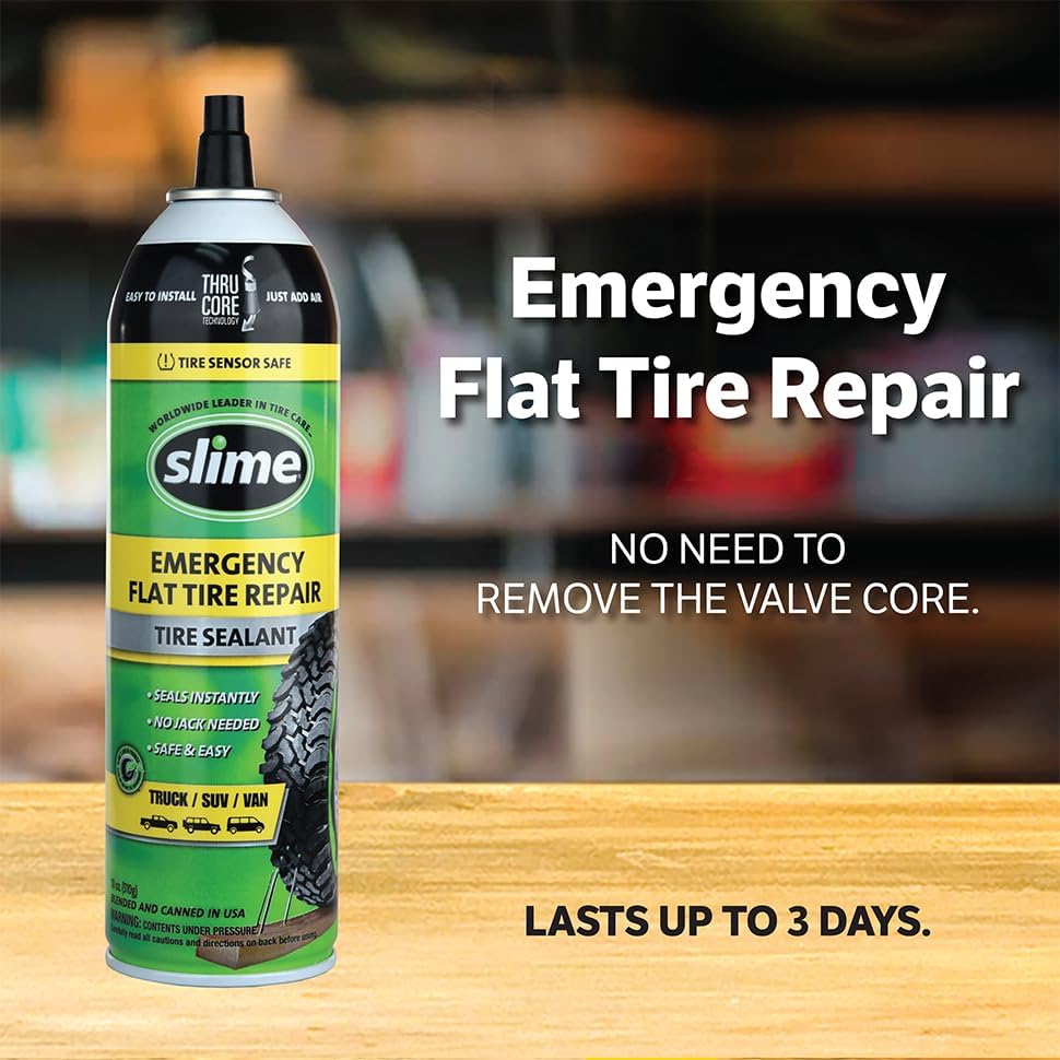Slime 60187-6PK Flat Tire Puncture Repair Sealant, Emergency Repair for Highway Vehicles, Suitable for Cars/Trailers, Non-Toxic, eco-Friendly, 6 x 18oz