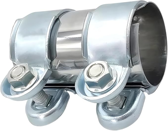 YoRise 2.5 Inch Car Exhaust Clamp, Stainless Steel Muffler Clamps, Universal Butt Joint Bolts Band Flanges Clamp, Automotive Tube Connector Sleeve Coupler(2.5IN)