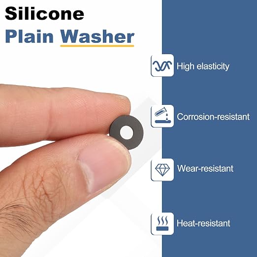 PATIKIL M4 Silicone Flat Washer, 15 Pcs 4mm ID 9mm OD Plain Washer Grommets O-Ring Sealing Gasket Spacer for Faucet Pipe Water Hose Shower Door Handles, Black