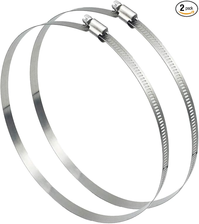 2Pcs 10 Inch Adjustable 304 Stainless Steel Duct Clamps Hose Clamp | Rust-Proof 10” (Diameter) Large Worm Drive Hose Clamps, Air Ducting Clamp, Pipe Clamps for Plumbing, Mechanical (251-273mm)