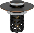Universal Metal Bathroom Sink Stopper with Hair Catcher, Oil-Rubbed Bronze