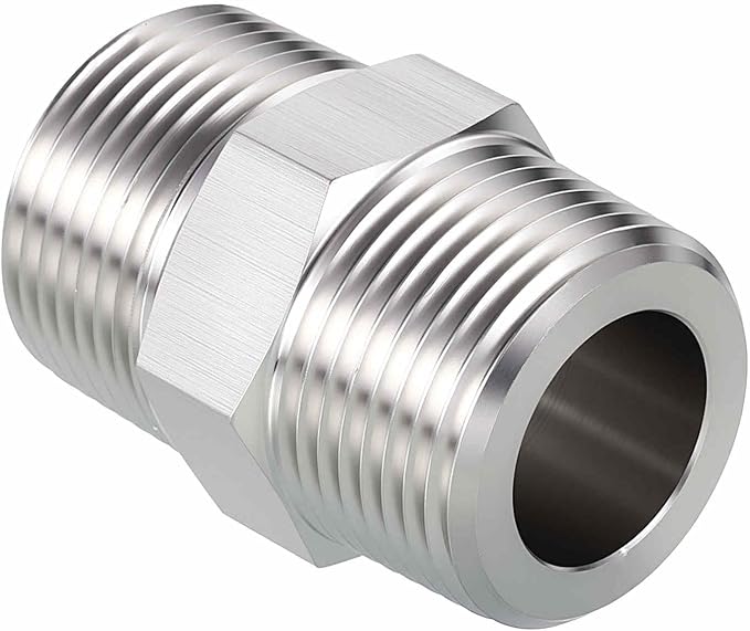 2" Male NPT to 1 1/2" Male NPT SUS304 Hex Nipple | Solid Male Pipe Adapter Hose Connectors for Pipe Repair, Bathroom Remodel, Tool Extensions, Compression, Irrigation