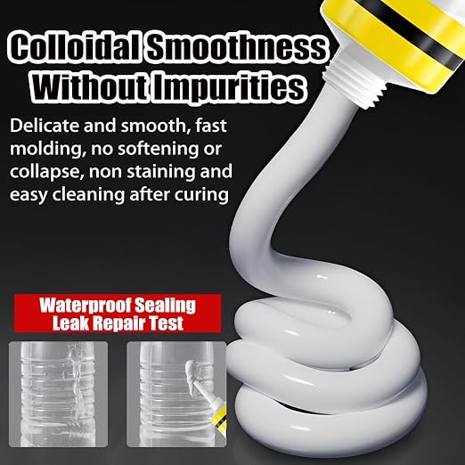 XIRUJNFD 15.9 Oz Multifunctional Waterproof White Caulk with Scraper, Plastic Steel Repair Adhesive for Kitchen Bathroom, Stronger Adhesion Sealant for Window Toilet Sink, Quick-Drying (3 Sets)