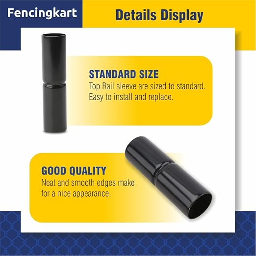 Top Rail Sleeve 1-5/8 inch,for 1-5/8 OD Pipe, Black Coated, Chain Link Fence, 4 Pieces (Black, 1-5/8"x6)