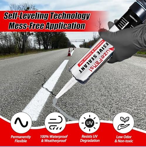 Concrete Crack Filler and Sealant Self-Leveling, Fast Curing Cement Crack Filler Concrete Sealer Outdoor Waterproof Caulking Glue for Cement-Based Materials Gray(10.1 fl. oz, 2 Pack)