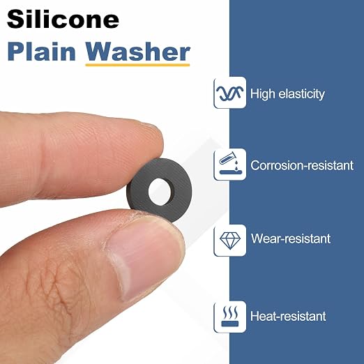 PATIKIL M6 Silicone Flat Washer, 10 Pcs 6mm ID 12mm OD Plain Washer Grommets O-Ring Sealing Gasket Spacer for Faucet Pipe Water Hose Shower Door Handles, Black