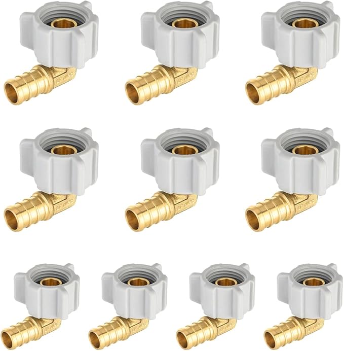 (Pack of 10) EFIELD 1/2" Pex x 1/2" Female NPT Swivel Elbow | Brass Barb Crimp Fittings,ASTM F1807-PEX1807299(10)