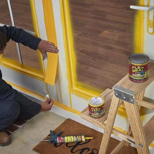 Flex Tape Flood Protection, 3.75 in x 20 ft, Waterproof Rubberized Tape, Removable, Use on Windows, Doors, Garage Doors, Casings, Thresholds, Conduits, Vents, Ducts | Removable, Use on Windows, Doors, Garage Doors, Casings, Thresholds, Conduits, Vents,...