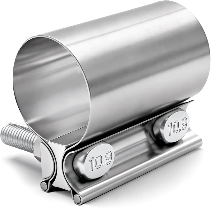 2.0 Inch Exhaust Clamp,Butt Joint Band Clamp Sleeve Coupler | 304 Stainless Steel Exhaust Band Clamp With 360° Seal Pipes 10.9 High Strength Bolt for Pipes,Mufflers,Catalytic Converters