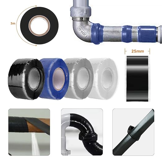 SKYPRO 2 Rolls Self Fusing Silicone Tape 0.98 inch x 9.84 ft Blue Waterproof Rescue Tape for Emergency Pipeline Plumbing Repair Cable Winding Insulating