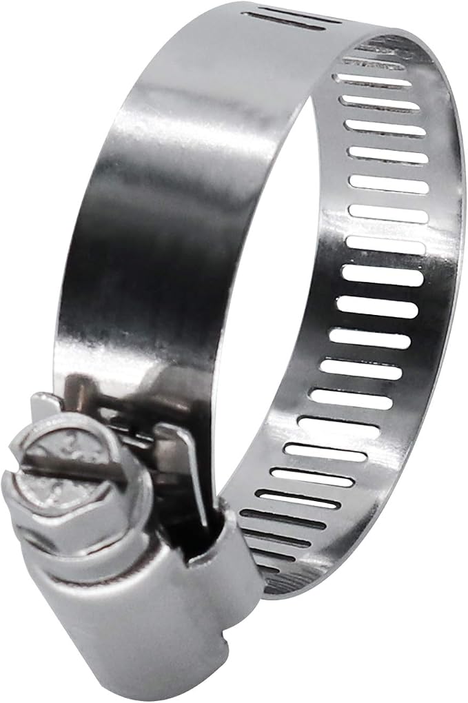 1.25 inch Hose Clamp Full Stainless Steel Worm Gear: 21mm - 44mm, 10 Pack | ROADFORMER 1.25 hose clamp SAE 20 Size, 1/2" Band Width, smoothly install and precisely fit hose & pipe size