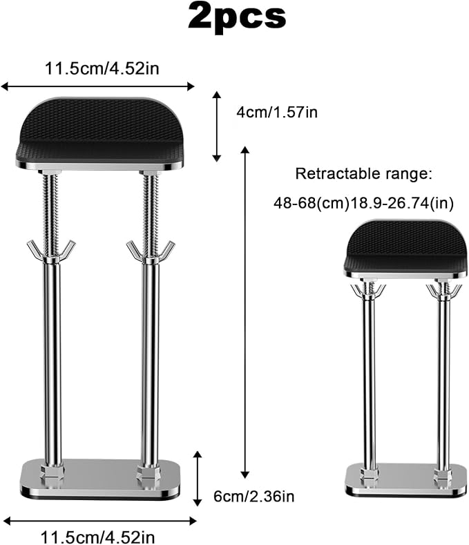 2pcs Undermount Kitchen Sink Support Save Space Upright Undermount Sink Repair Kit with Anti-Slip Shock-Absorbing Pad Stainless Steel Adjustable Support(18.9-26.7in)