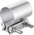 EVIL ENERGY 1.75 Inch Exhaust Clamp, 1 3/4" Butt Joint Band Clamp Sleeve Coupler Stainless Steel for Pipes, Mufflers, Catalytic Converters 1PCS