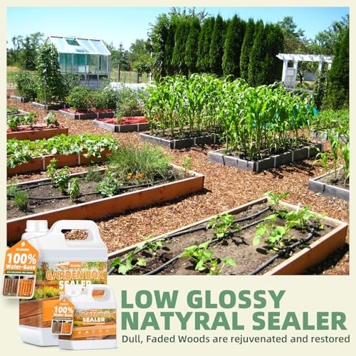Garden Box Sealer 128OZ, Non-Toxic & Plant-Safe Waterproofing Wood Sealer for Raised Garden Beds, Planters & Pet Shelters, Long-Lasting Protection
