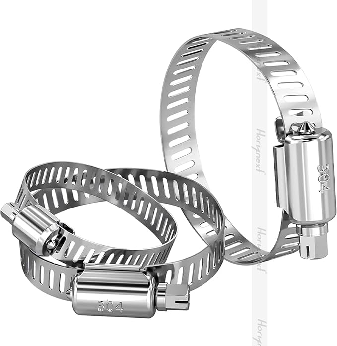 12 Inch Stainless Steel Hose Clamp, Metal Worm Clamps, 4 Pack | Adjustable large hose clamps assortment kit for water pipe, air hose and tube