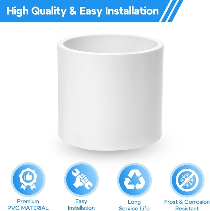 Cinsda 5 Pack 2 Inch SCH40 PVC Pipe Coupling Adapter, Heavy Duty UPVC Slip x Slip Connection - ASTM D2466 Standard for Plumbing, Irrigation & Pool Systems