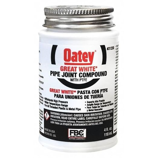 Pipe Thread Sealant 4 fl oz, Brush-Top Can, Great White Pipe Joint Compound, White, Liquid - 1 Each