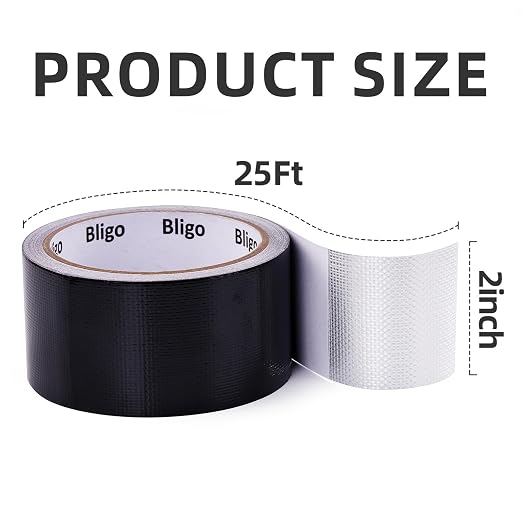 Heavy Duty Waterproof Repair Tape Multipurpose Black 2 Inch x 25 FT | for RV Awning, Tent, Tarp, Sail and Boat Cover, Outdoor Fabric Repair Patch, UVproof, Indoor Outdoor Use