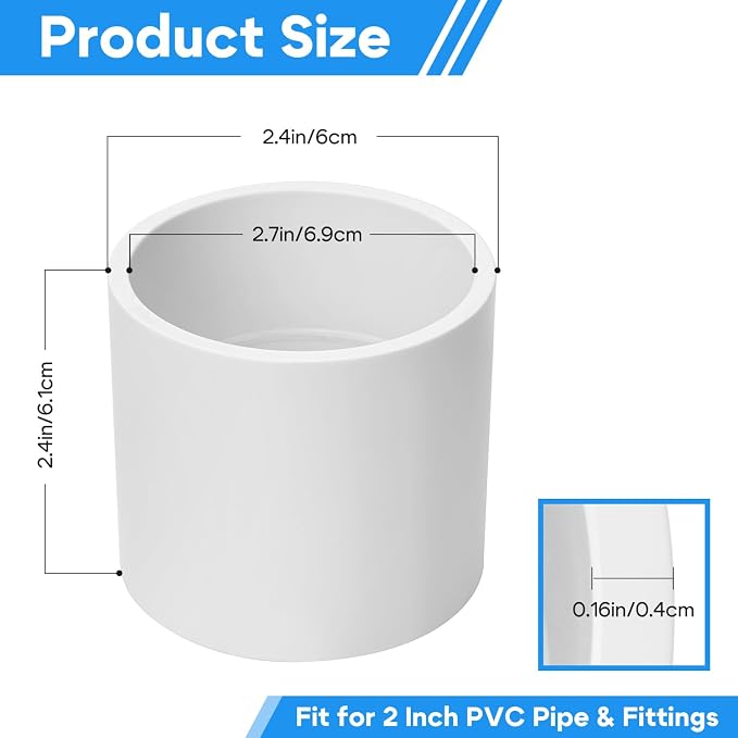 Cinsda 5 Pack 2 Inch SCH40 PVC Pipe Coupling Adapter, Heavy Duty UPVC Slip x Slip Connection - ASTM D2466 Standard for Plumbing, Irrigation & Pool Systems