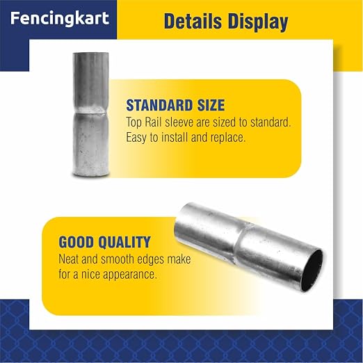Top Rail Sleeve 1-5/8 inch,for 1-5/8 OD Pipe, Galvanized, Chain Link Fence, 4 Pieces (Silver Galvanized, 1-5/8"x6)