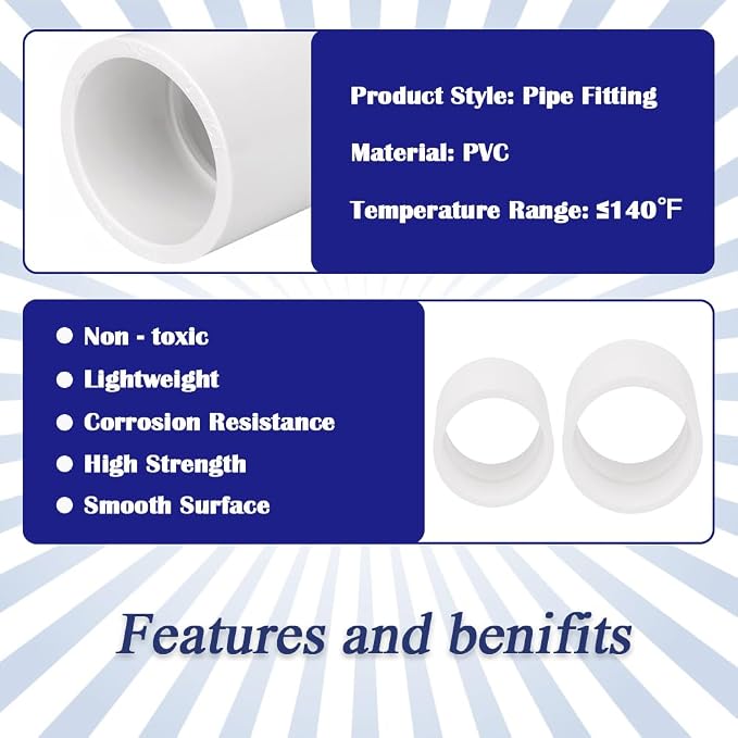 12PCS 1/2 Inch White PVC Pipe Coupling Adapter Pipe Fittings Slip Socket Connectors for Sprinkler, Drip Irrigation System, Pipes Extension HE050-1/2
