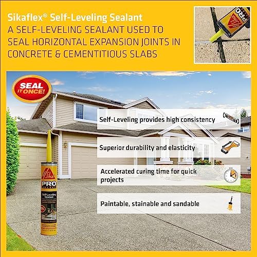 Sikaflex Self Leveling Polyurethane Sealant, Gray | Accelerated Curing | For Concrete Joints | Horizontal Application | 10.1 fl oz (4-Pack)