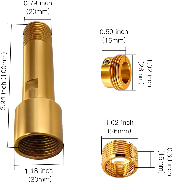 Tub Spout Adapter, Brass, Fits 3/4" IPS and 1/2" IPS Pipe, 1/2" Copper Pipe | Threaded installation&for Slip-On installation,Diverter &without-Diverter Types,5.3" Tub Spout Repair Kit with Assembly Tool