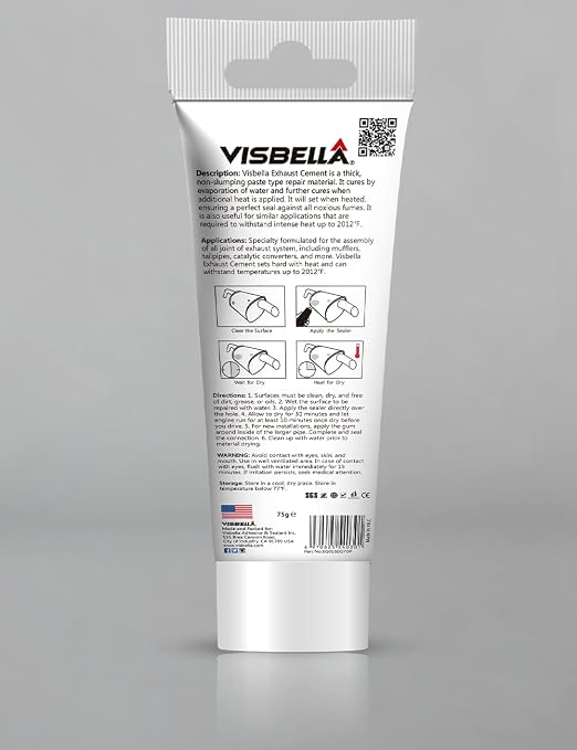 Visbella Auto Vehicle Exhaust System Sealant, Non-Slumping Professional Repair Crack Adhesive Super Glue Sealer for Car Mufflers, Tailpipes, Catalytic Converters (Tube, Gram, 75)