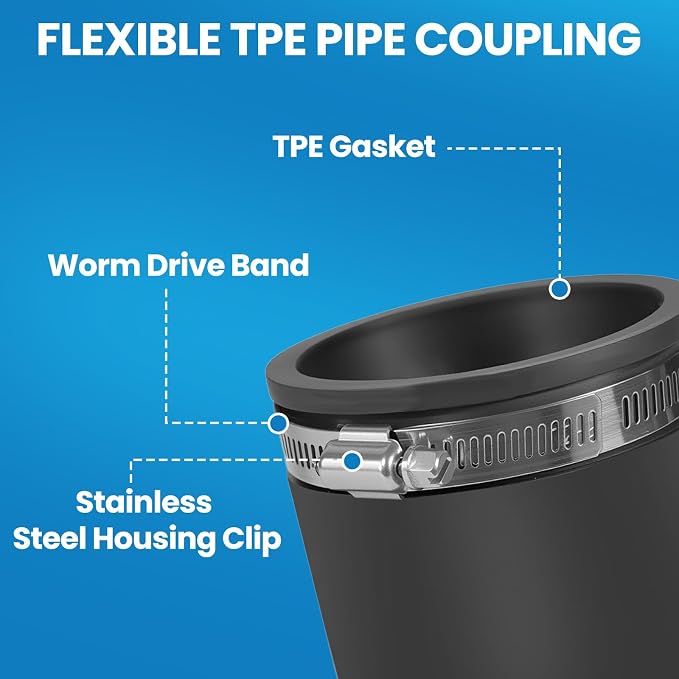 2 Pcs 1 IN Flexible PVC Pipe Coupling with Stainless Steel Clamps Fit 1 IN Nominal Pipes, Couplers for Plastic and Copper Pipe Plumbing Connections, Drain Repair, Dust Hose