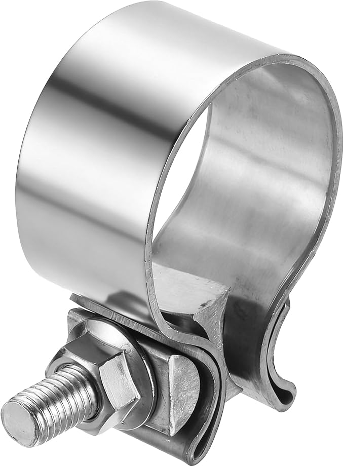 HARFINGTON 410 Stainless Steel Exhaust Clamp 1.89" Butt Joint Narrow Band Muffler Seal Exhaust Narrow Lap Butt Clamps for Pipes Mufflers Converters System Repair, Silver