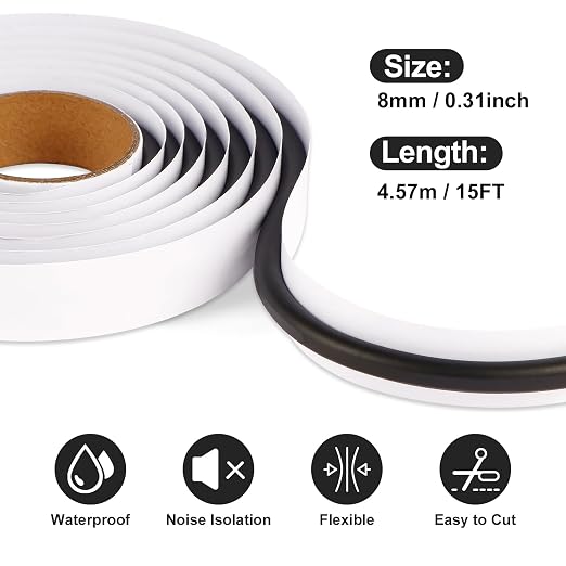 Butyl Sealant Tape 4.57m (15FT) - Waterproof Sealant Tape | Professional Butyl Rubber Sealant. Waterproof, Self-Adhesive, Weatherproof. For RV, Car, Boat, Camper, Roof, Window, Plumbing